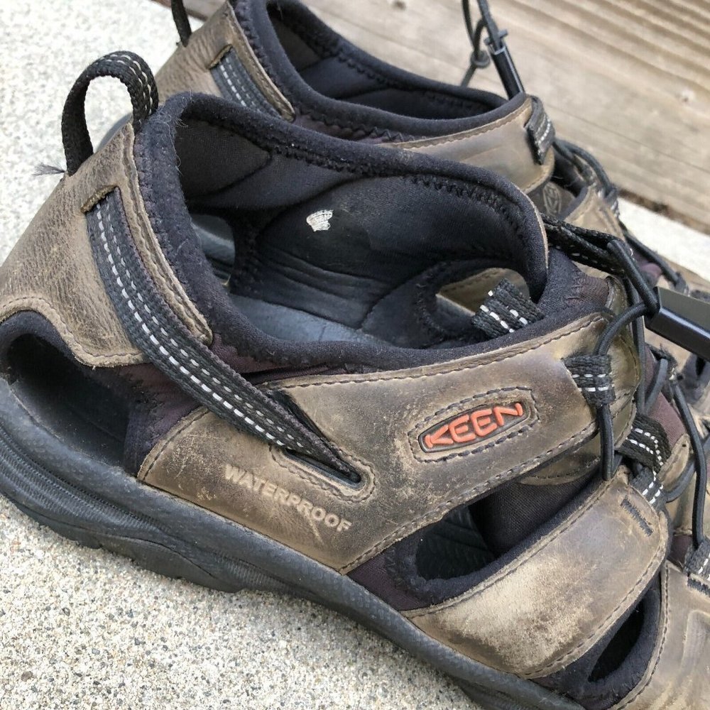 KEEN TARGHEE Waterproof Leather Sandals Shoes Men's 14 Brown Hiking Outdoors - Picture 2 of 8